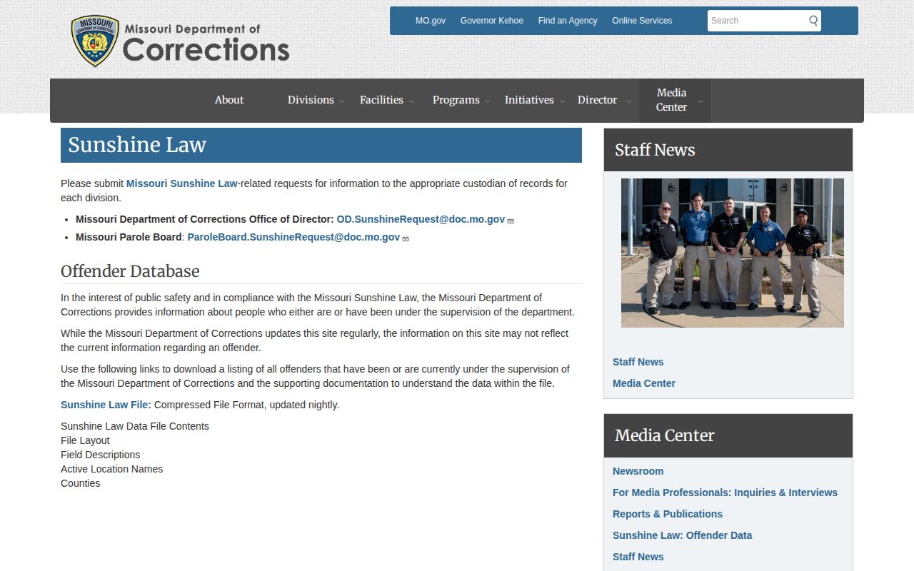 Jefferson City Correctional Center historical release and final discharge records